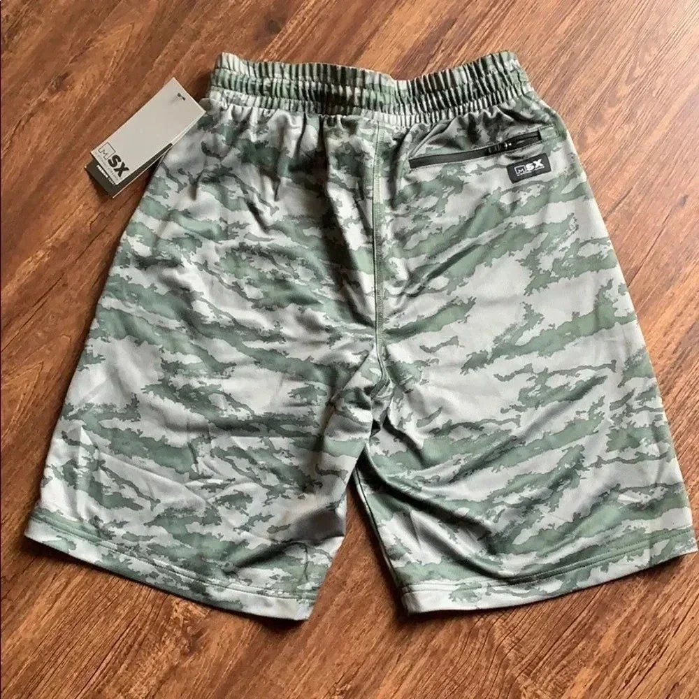 Michael Strahan Green Camo Board Shorts 10” Elastic Waistband Size Small New